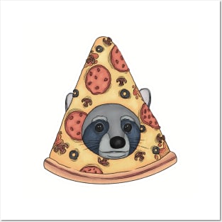 Raccoon in Pizza Posters and Art